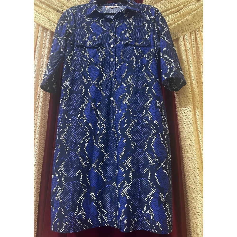 Jude Connally Blue and White Snake Print Dress
